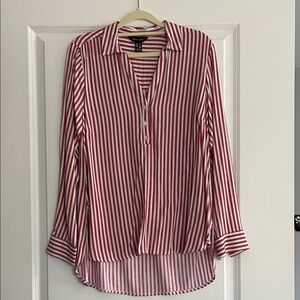New Look Red and White Striped Button Down Shirt